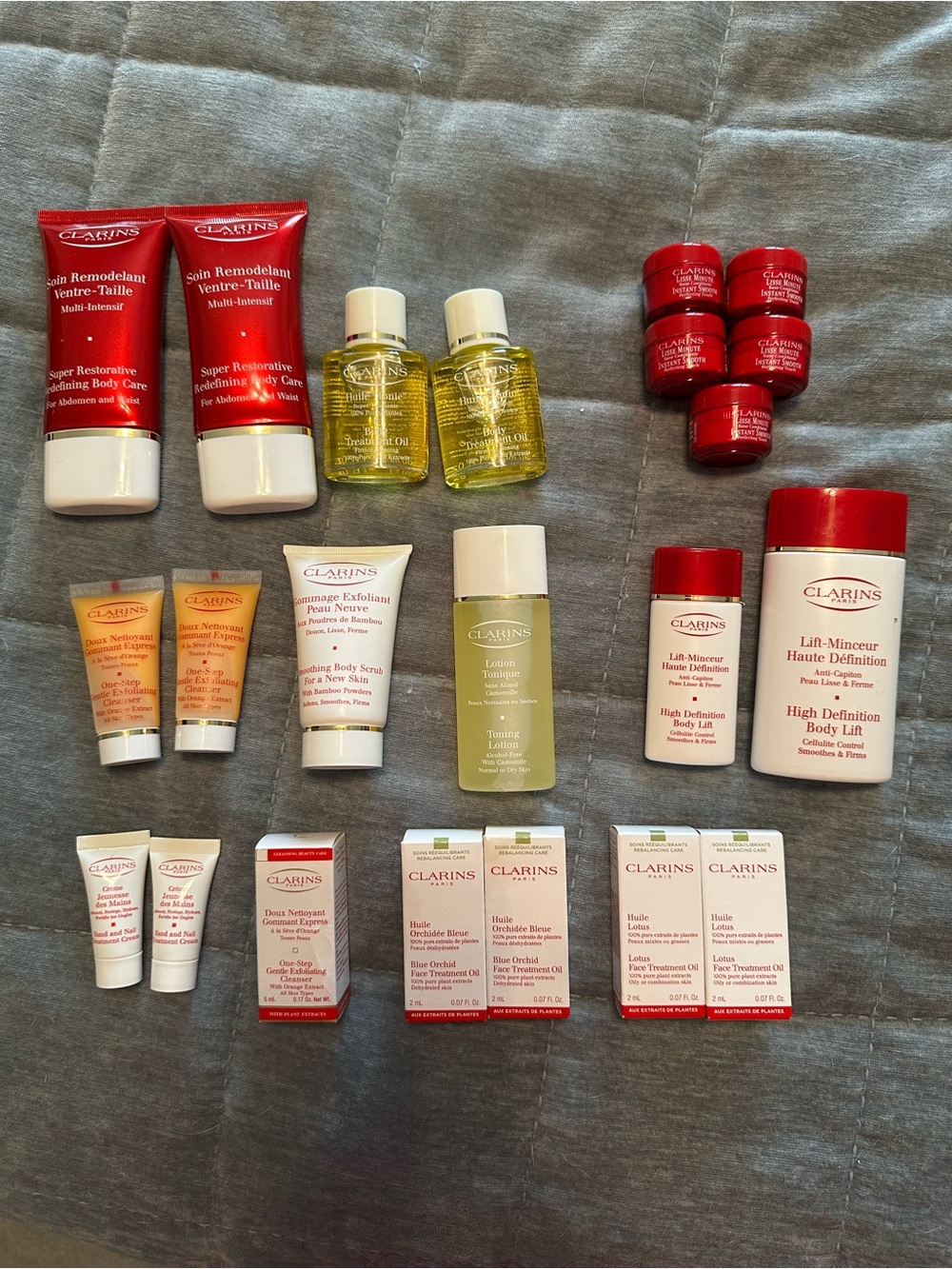 Clarins Red and White Multi-Target Body & Face Skincare Set (all travel sizes)